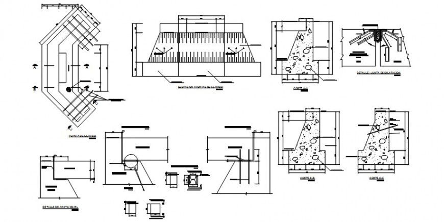 2d CAD structural drawings details of bridge dwg AutoCAD file