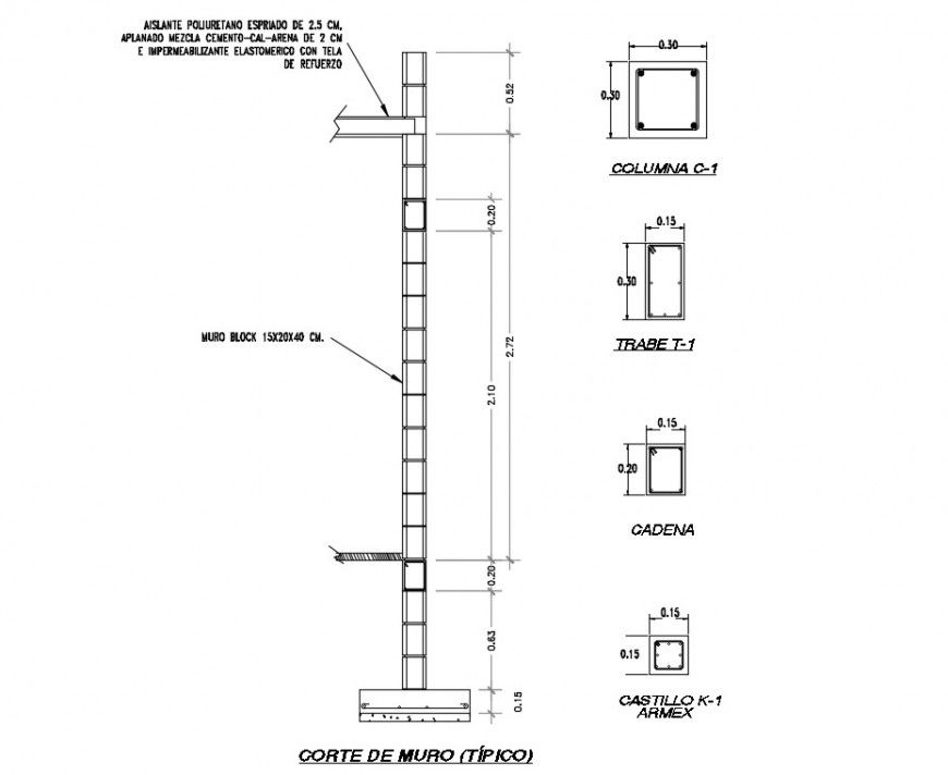 2d CAD structure of column drawings details autocad software file