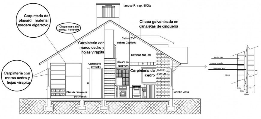 2d CDd sectional drawings of single story house autocad file