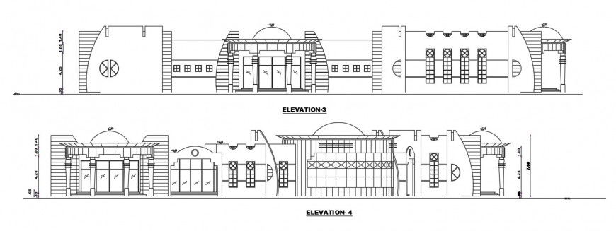 2d Clubhouse elevation drawing dwg file