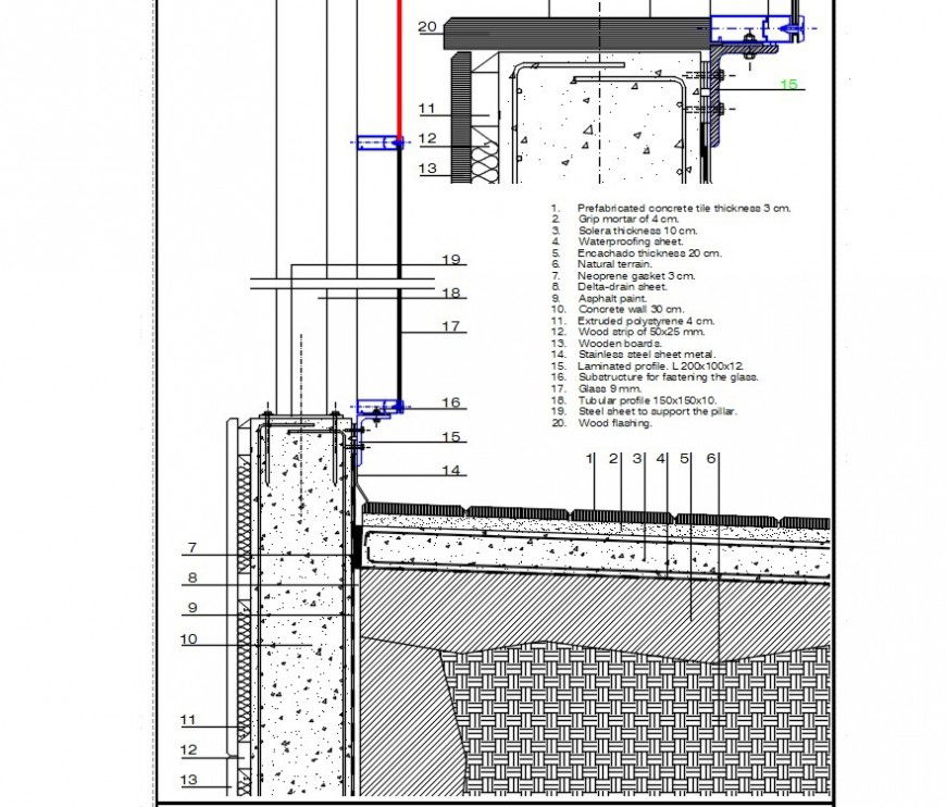 2d concrete tile thickness drawing cad file