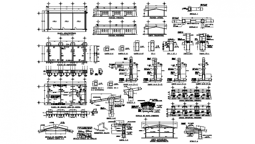 2d construction details of RCC structure and building elevation dwg fil