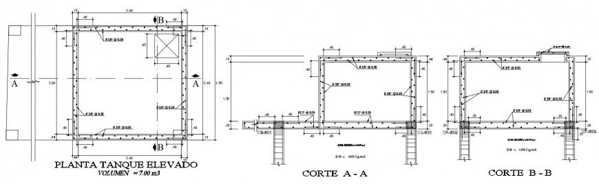 2d construction details of water tank block dwg file