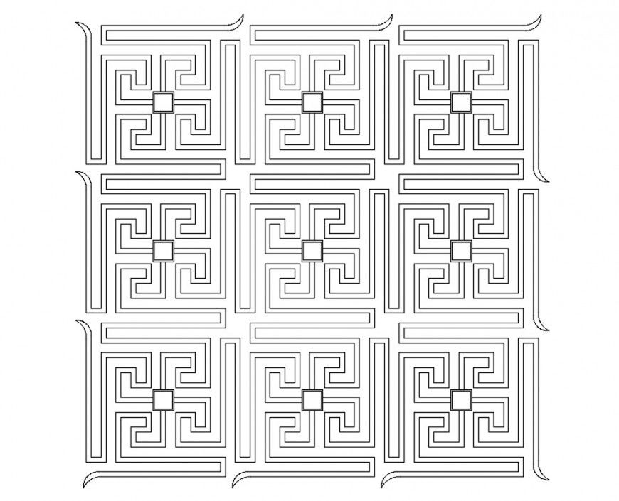 2d decorative grill design cad file