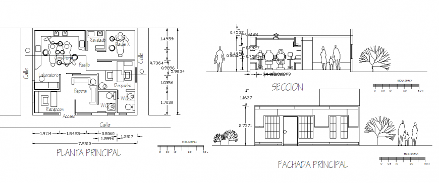 2D Dental Hospital Plan & Elevation detail