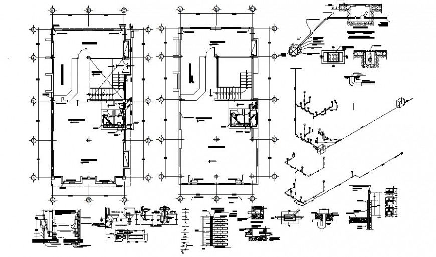2d details of library sanitary installation design autocad file