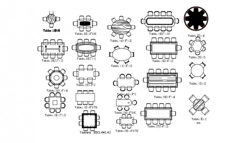 2d dining table cad dwg file