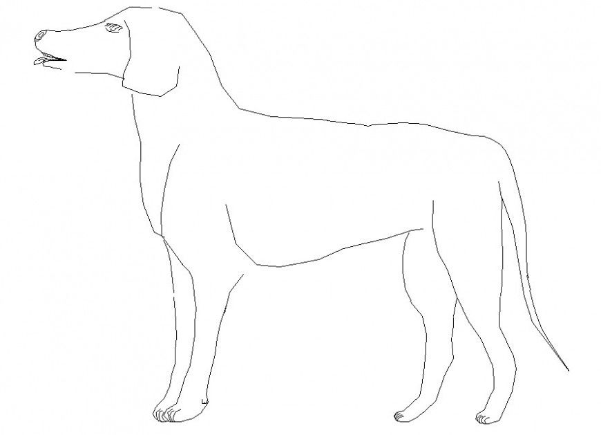 2d dog block side view cad file