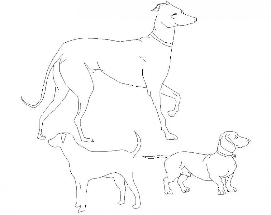 2d dog cad blocks dwg file