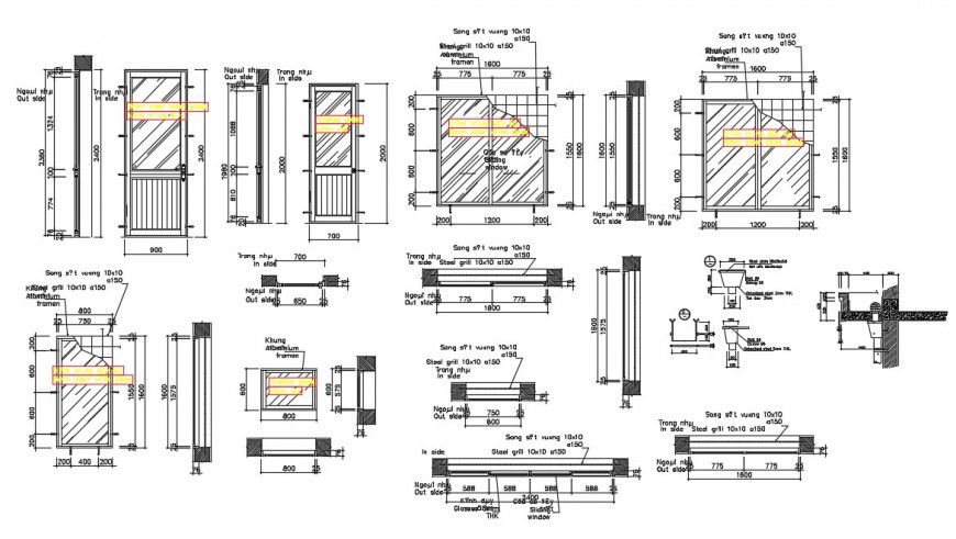 2d Door and window installation detail cad file