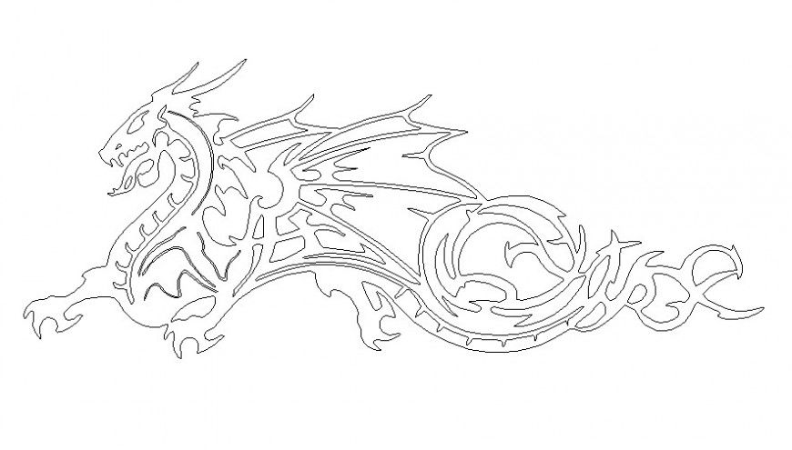 2d Dragon cad drawing