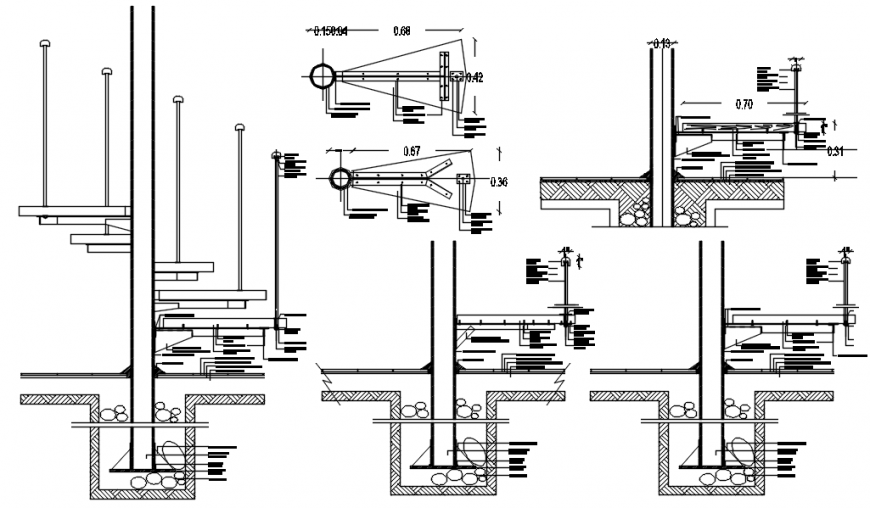 2d drawing details of staircase elevation construction dwg file