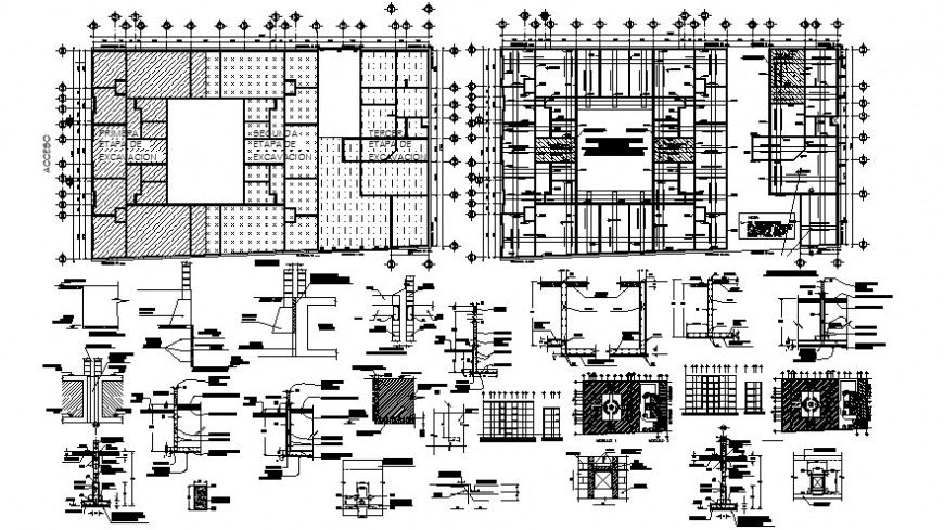 2d Drawing details of RCC structural blocks autocad software file