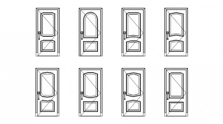 2d drawing of Door elevation in autocad software