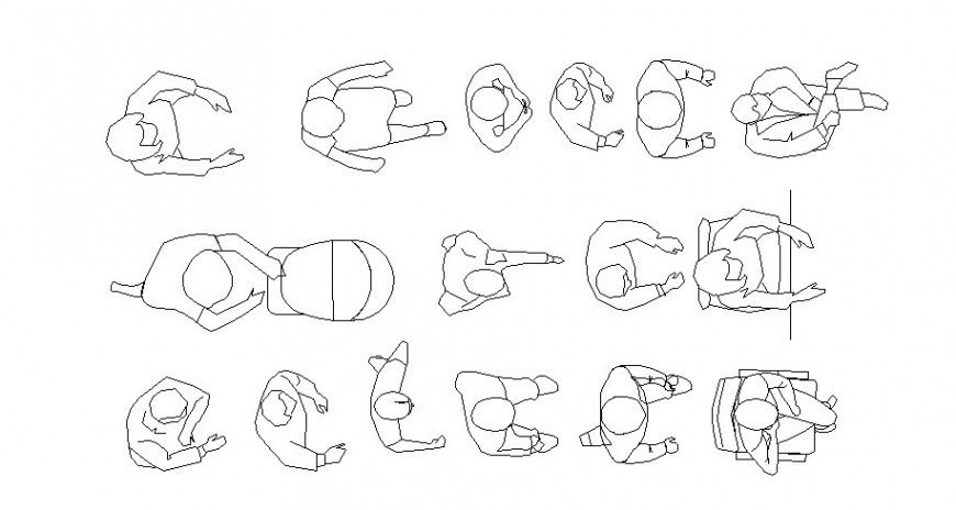 2d drawing of people blocks layout autocad file