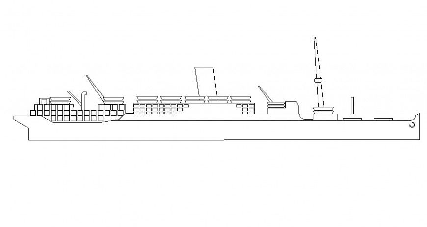 2d drawing of ship yacht elevation autocad file