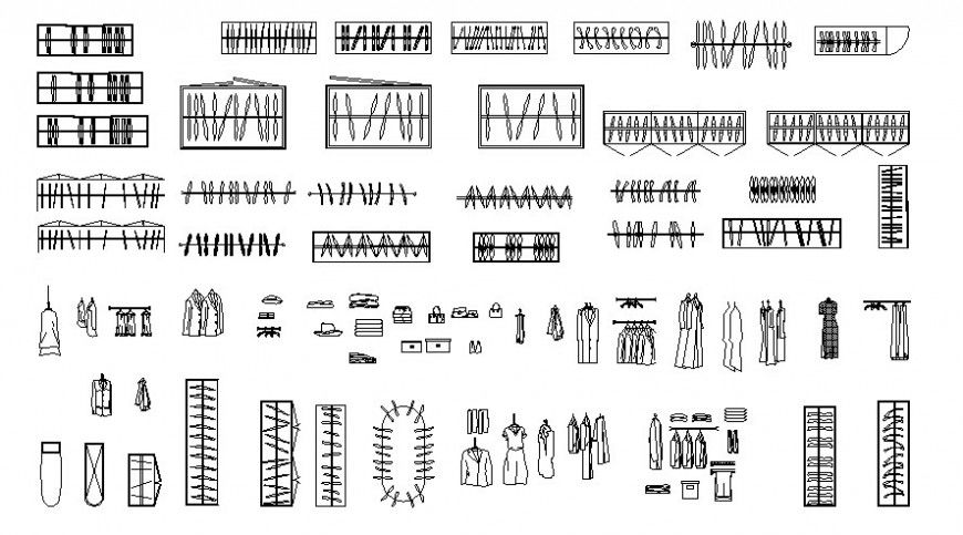 2d drawing of wardrobe furniture blocks details dwg file