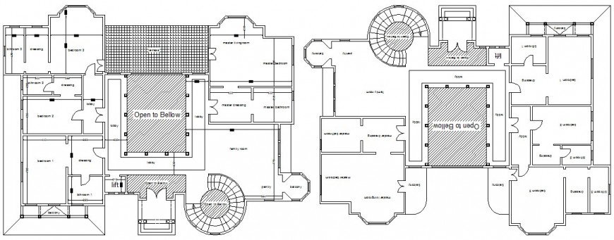 2d drawing plan of bungalow layout autocad file
