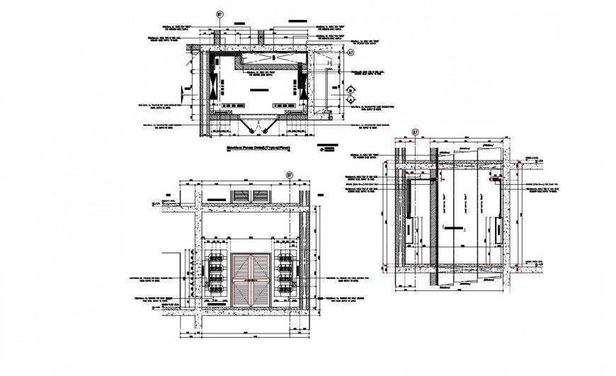 2d Drawings details plan and a section of electrical room dwg file