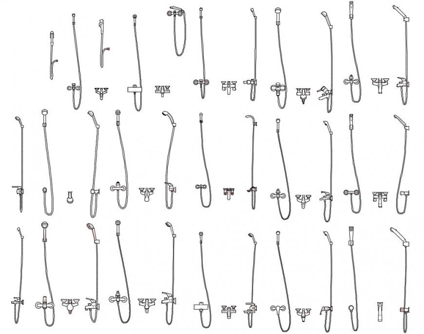 2d drawings detail of plumbing shower blocks dwg file