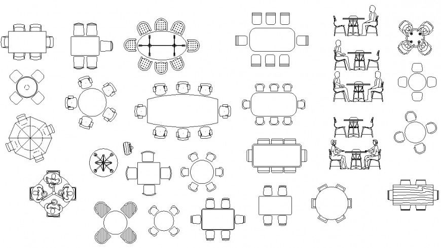 2d drawings detail of dining table and chair elevation dwg file