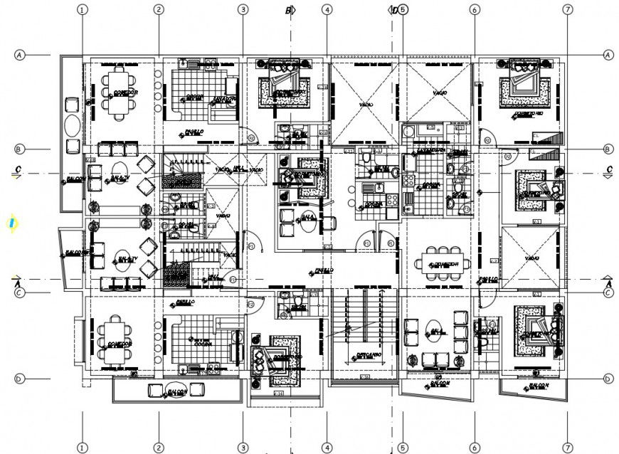 2d drawings detail of housing living apartment plan dwg file