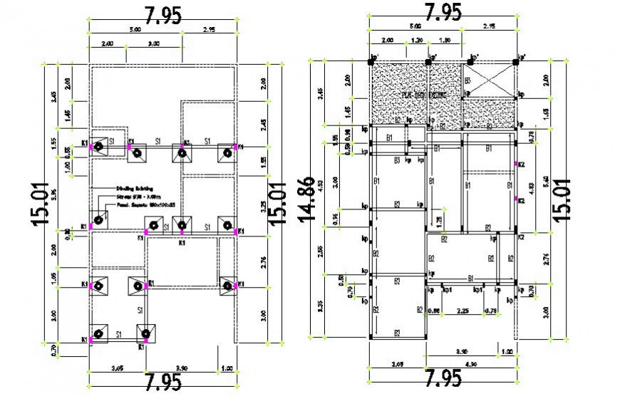 2d drawings details of column beam structure blocks dwg autocad file