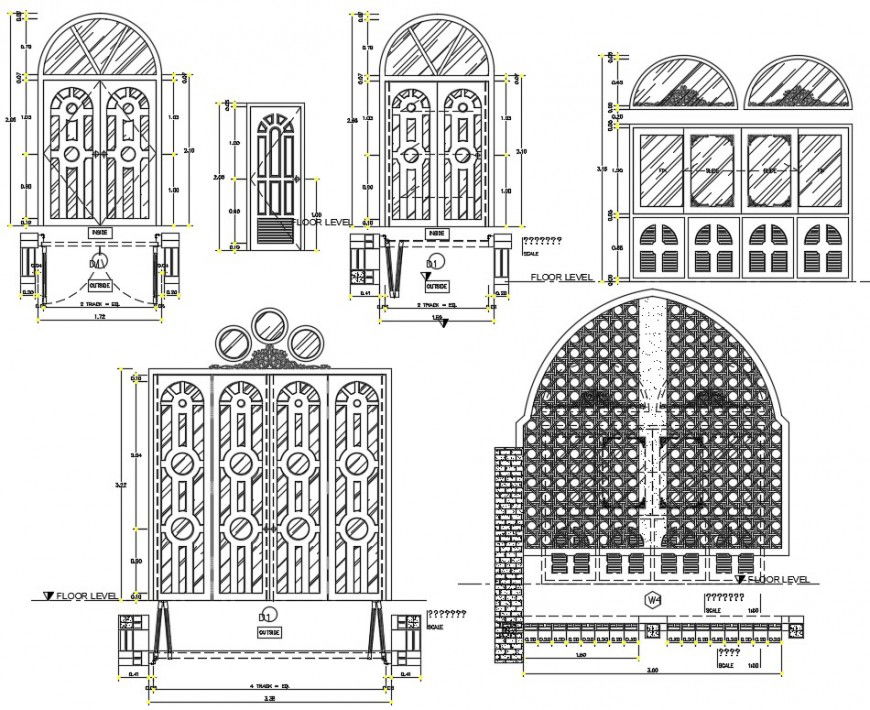 2d drawings details of door elevation dwg autocad software file