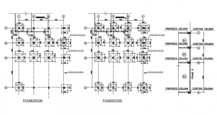 2d drawings details of foundation autocad software file
