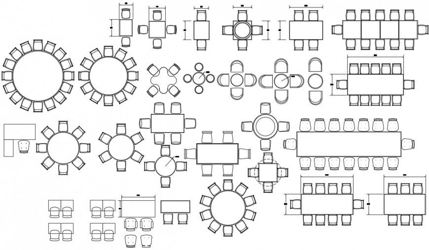 2d drawings details of furniture table and chair units dwg file