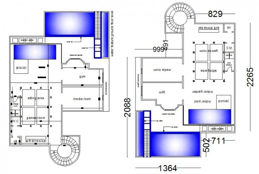 2d drawings details of gyming building units plan dwg file