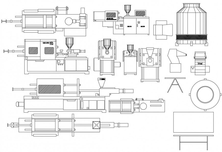 2d drawings details of machinery units block dwg autocad software file