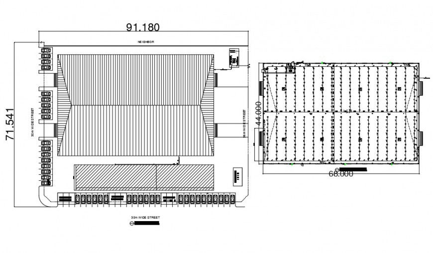 2d drawings details of roof plan and parking space details dwg file