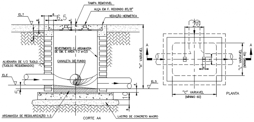 2d drawings details of sewer inspection manhole dwg autocad file