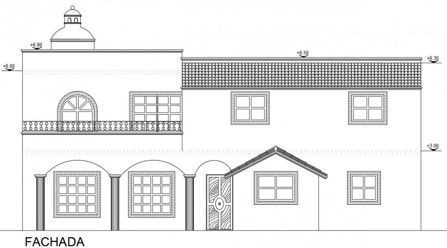 2d drawings details housing bungalow dwg file