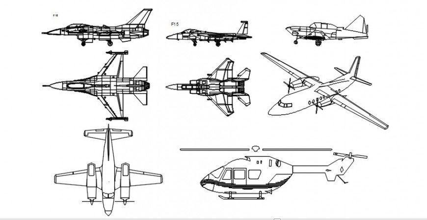 2d drawings details of airplane transportation blocks dwg file