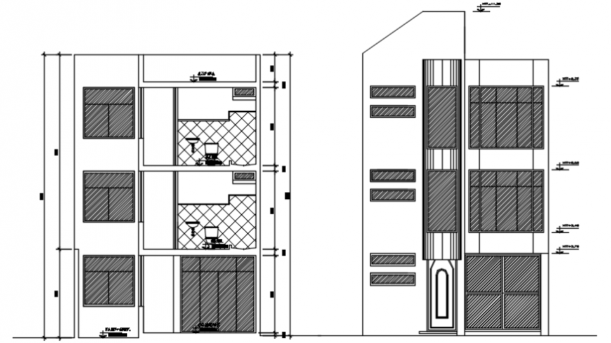 2d drawings details of apartment elevation and section dwg file