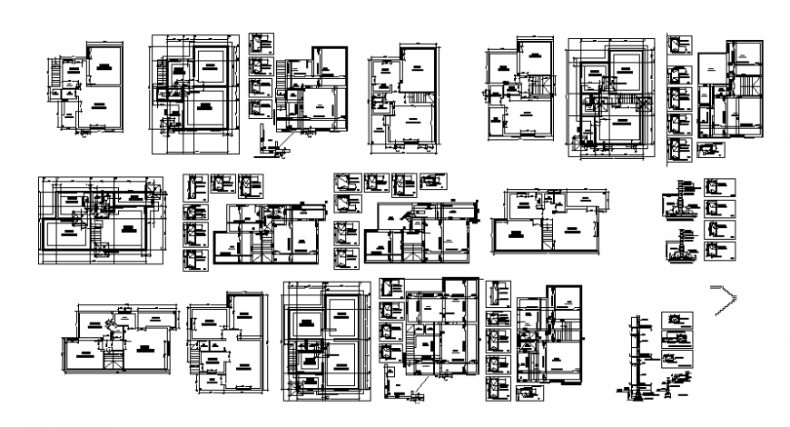 2d Drawings details of apartment layout CAD building blocks dwg file