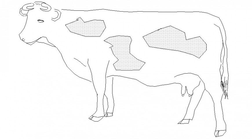2d drawings details of cattle cow animal units dwg file