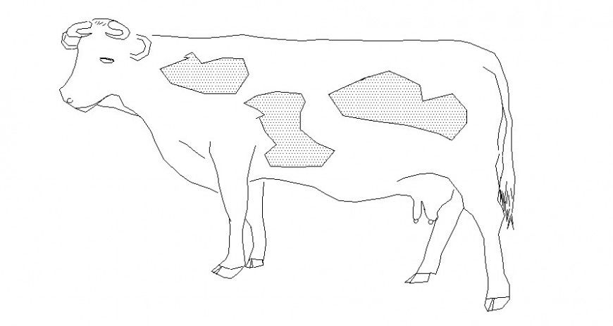 2d drawings details of cow animal block autocad file