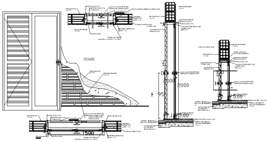 2d drawings details of door elevation and section dwg autocad software file