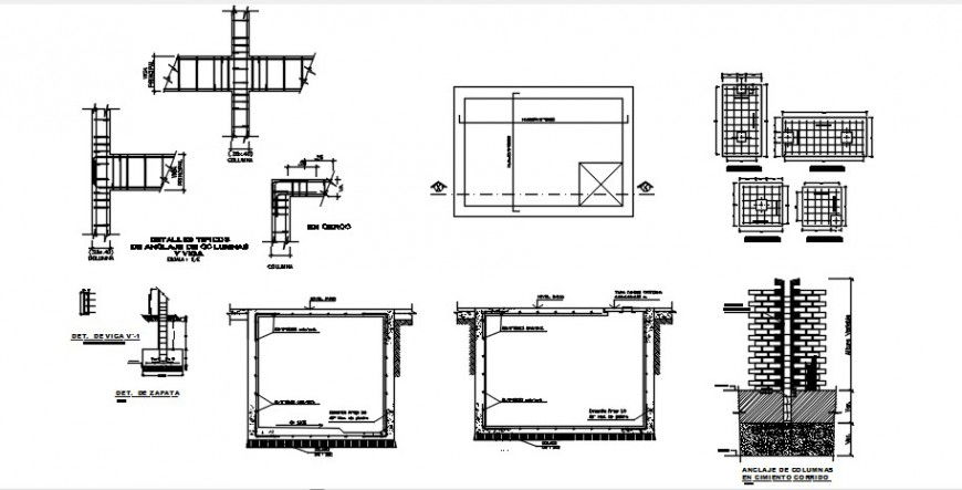 2d drawings details of footing units structure autocad software file
