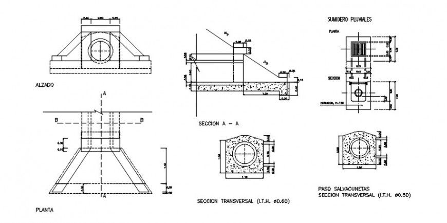 2d drawings details of gutter sewer blocks dwg autocad file