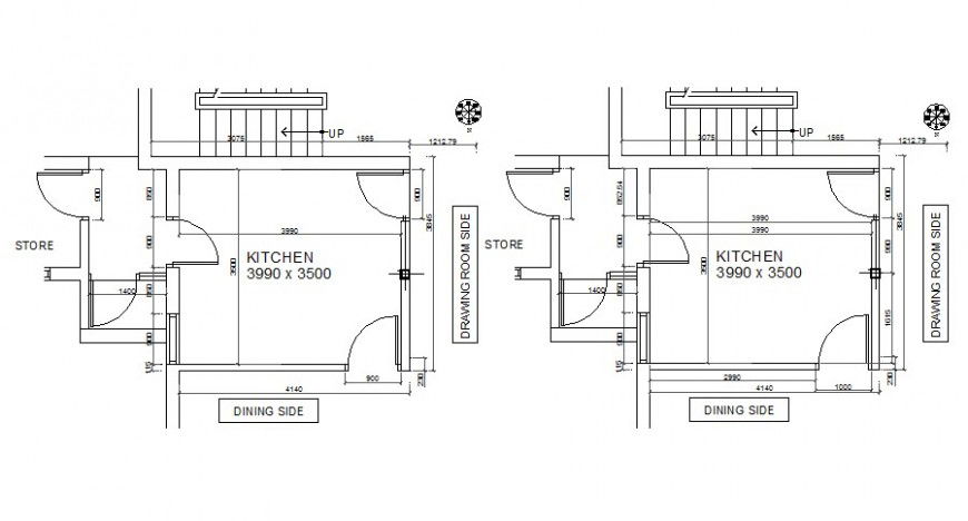 2d drawings details of kitchen area bocks layout autocad software file