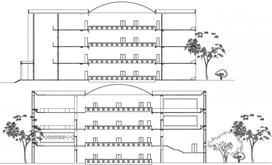 2d drawings details of museum building section dwg autocad file