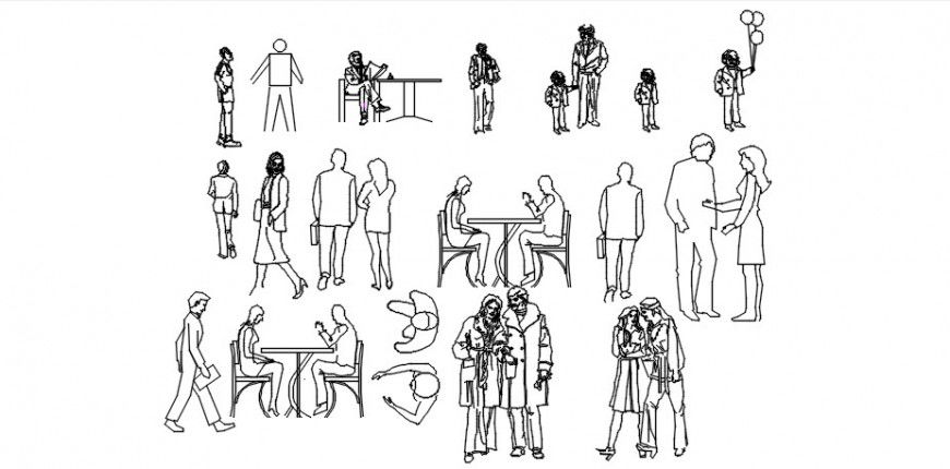 2d Drawings details of people block autocad software file
