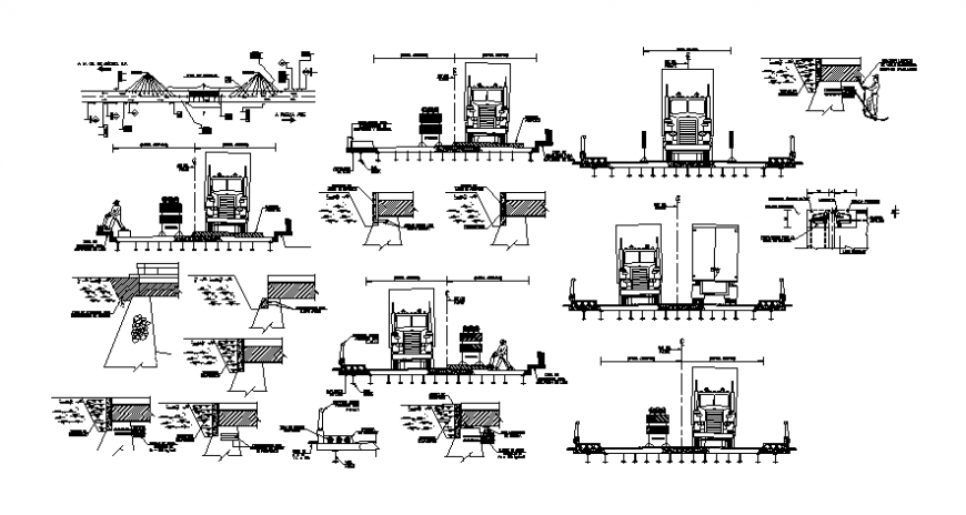2d drawings details of road and vehicle truck blocks autocad file