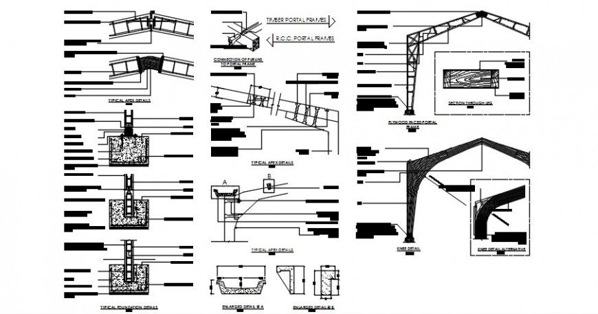 2d drawings details of roofing structure dwg autocad software file