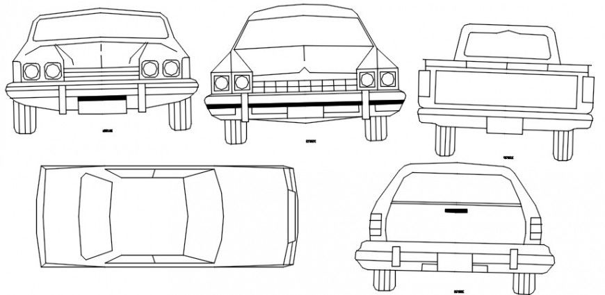 2d Drawings details of vehicle car blocks elevation in autocad file