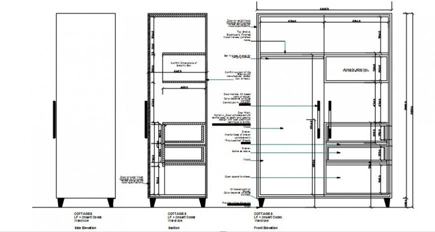 2d Drawings details of wardrobe furniture blocks elevation in autocad file
